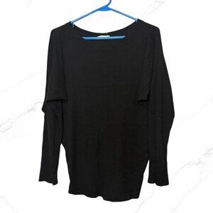 Natural Life Clothing Black Ribbed Long Sleeved Crew Neck Fitted Sweater Size M